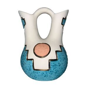 Kopa Pottery Native American Southwest 22Kt. Painted Wedding Vase 8.5‎ Inch Tall